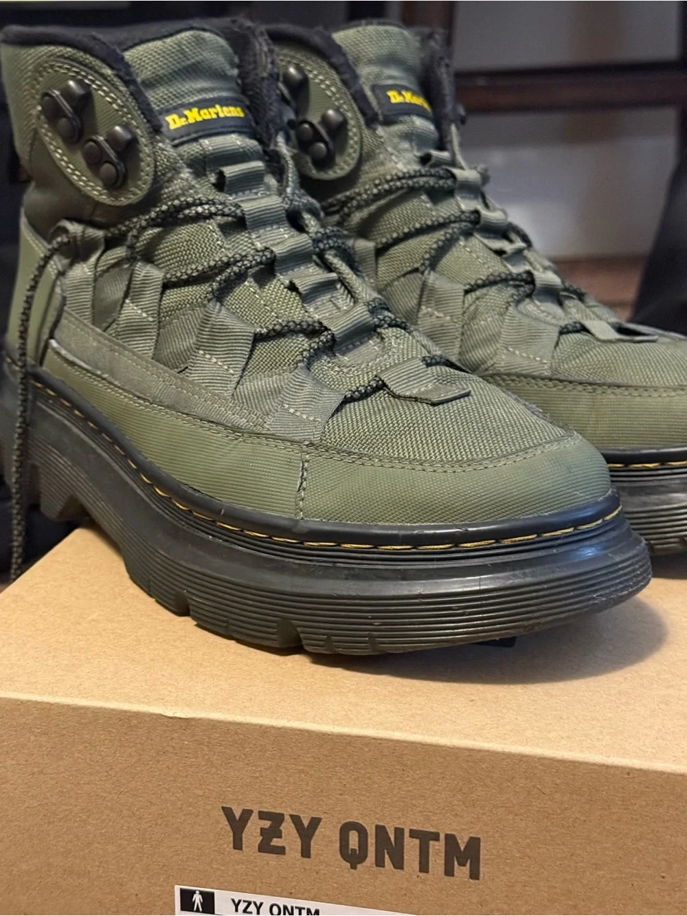 Dr. Martens Olive Canvas Lug-Sole Boots